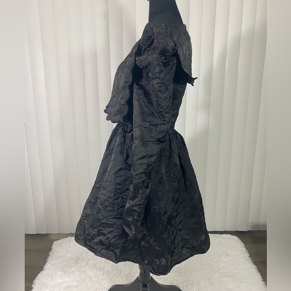 💔SOLD💔SISTER JANE Grange Jacquard Mini Dress Long Sleeve Rhinestone Button Black - Picture 7 of 14